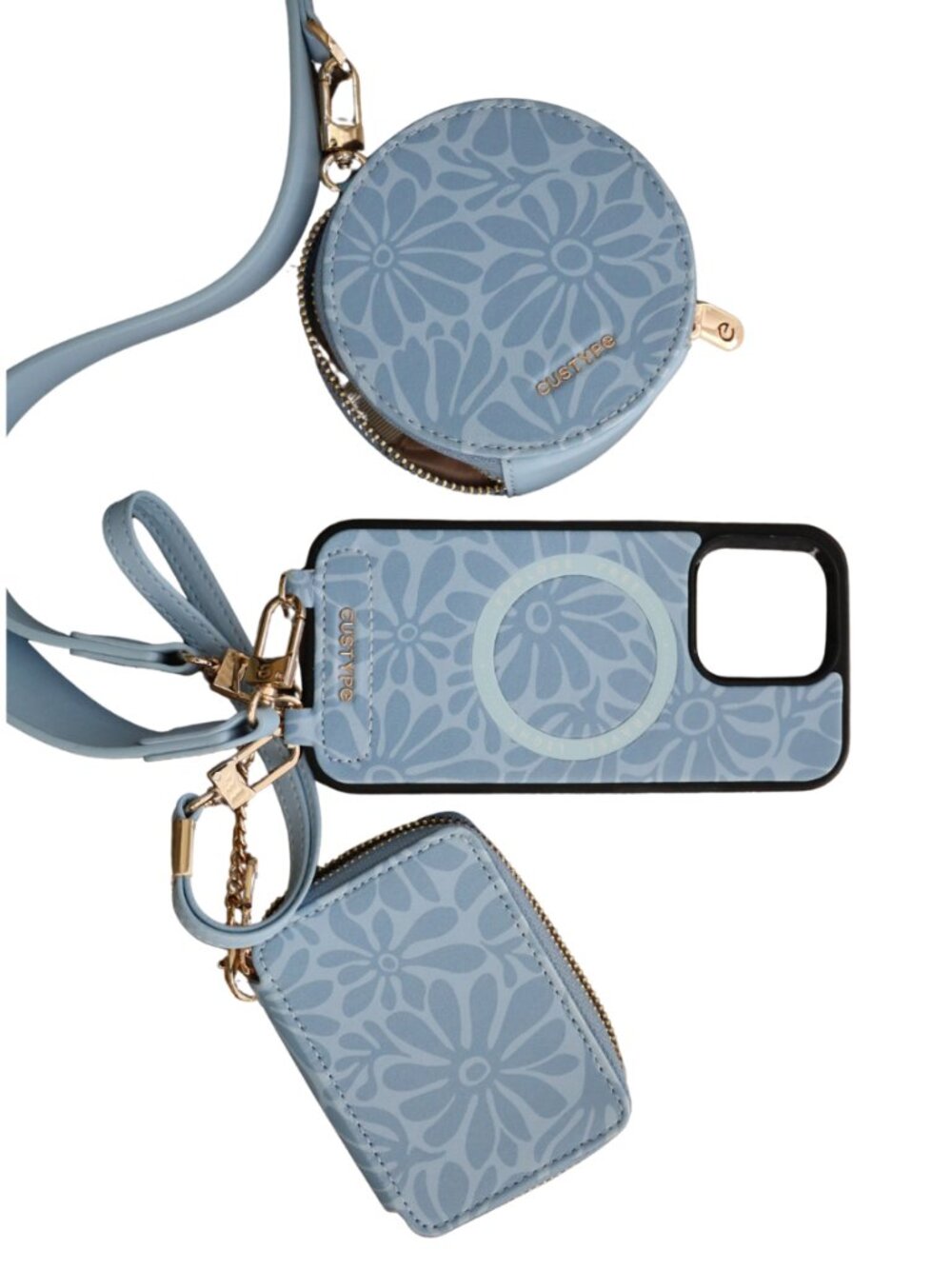 Custype Amy Suther Blue Floral Crossbody Phone Case Set iPhone 15 Pro Like New